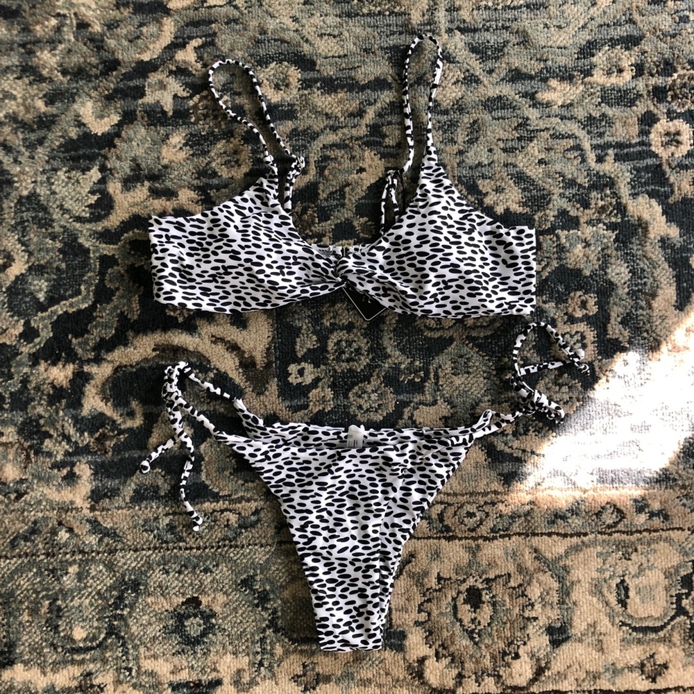 ZAFUL white and black spotted bikini set